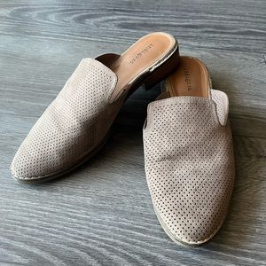 🆕 Women’s Taupe Grey Suede Mules Slip in Shoes Casual Slides Grey Flats